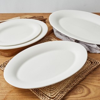 Combo 10 đĩa sứ bầu dục trắng 32cm