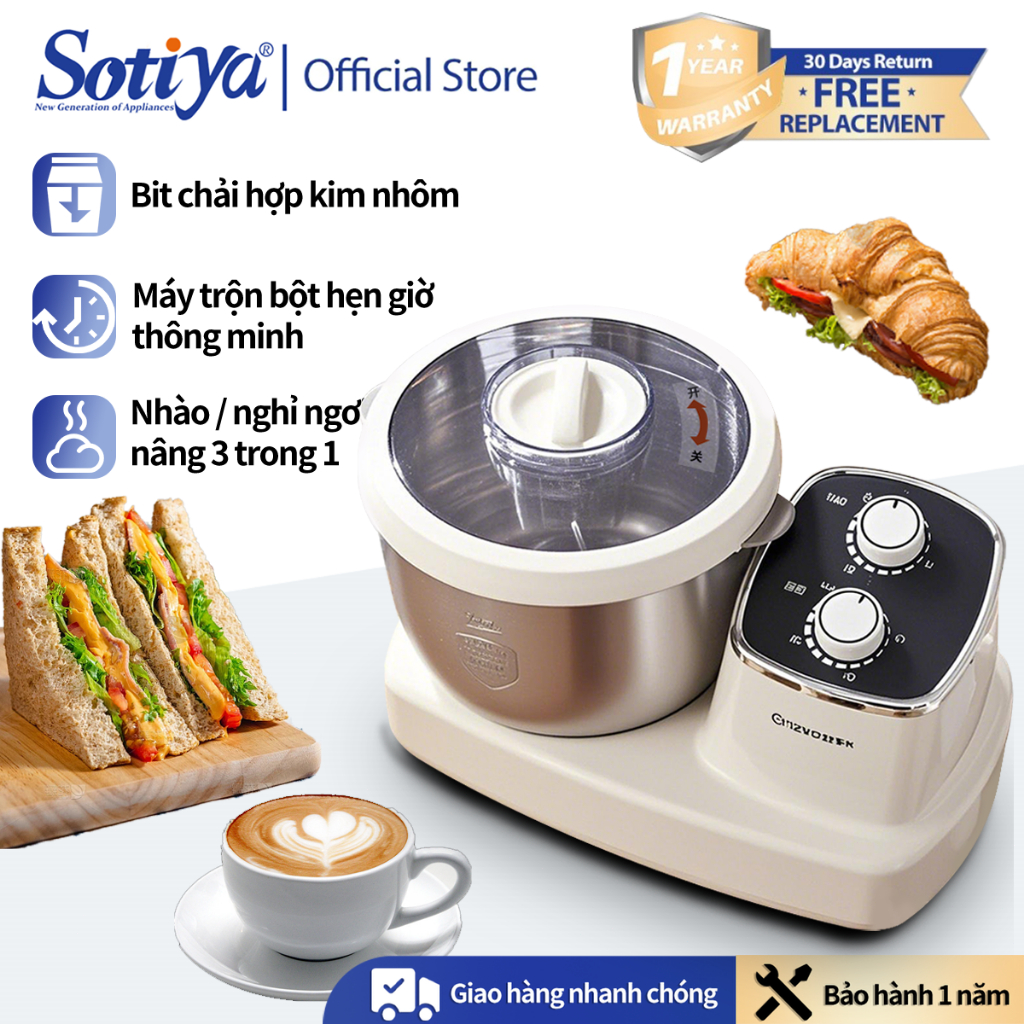 Máy Nhào Bột 7L Đa Năng Ủ Bột, Trộn Bột, Nhồi Bột Nhanh Công Suất Lớn Bảo Hành Chính Hãng 12 Tháng