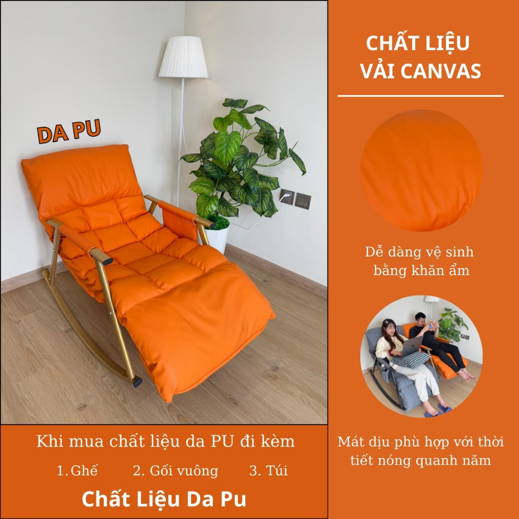 Ghế bập bênh thư giãn ANA BB02 dài 1m6 điều chỉnh 10 cấp độ nằm đọc sách nghỉ ngơi decor phòng Tặng lăn Massa Gác Đệm | BigBuy360 - bigbuy360.vn