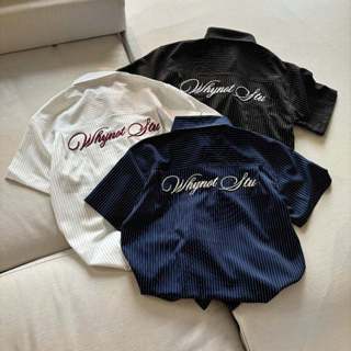 WNS Striped Shirt - Áo sơ mi cộc tay oversize hình thêu nổi Local Brand WNS Chính Hãng