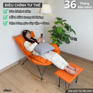 [TẶNG ĐỆM GỐI] Ghế Lười Bập Bênh Tôm Thư Giãn ANA BB01 Bọc Da Hàng Cao Cấp Dùng Đọc Sách Nghỉ Ngơi Kèm Đôn Gác Chân