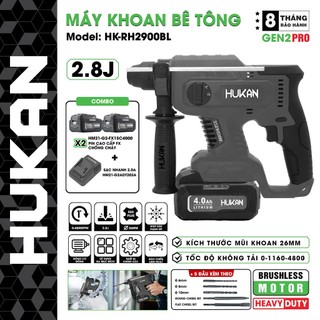  Máy khoan đục bê tông pin HUKAN HK-RH2900BL Không chổi than 3 Chức năng 2.8J 