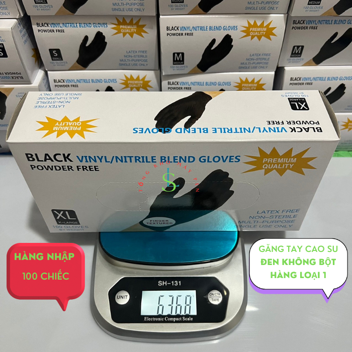 Găng Tay Cao Su Đen Không Bột Hộp 100 chiếc , Hàng Tốt Loại 1- Găng Tay Y tế / LinhshopHN