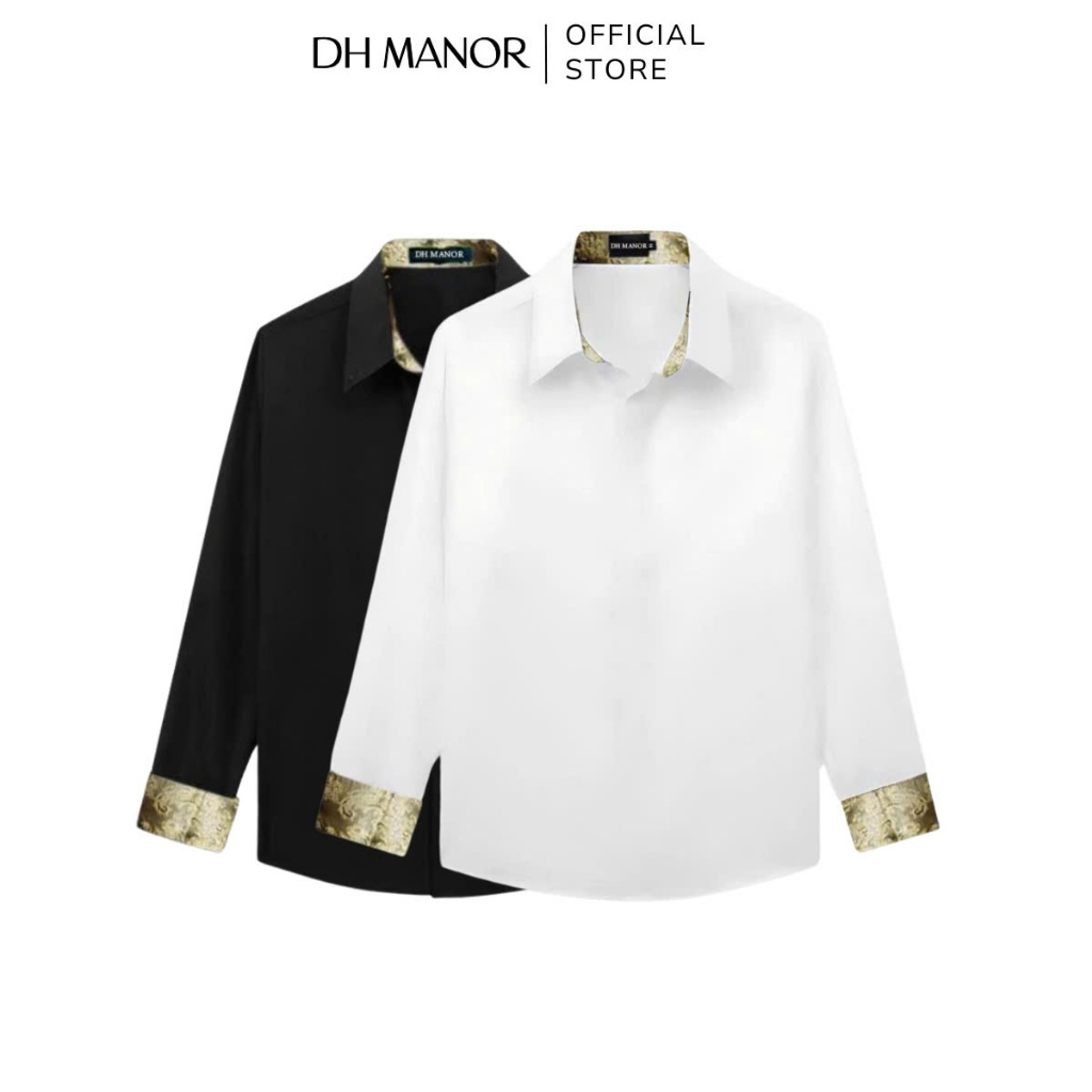 Sơ Mi Nam Thiết Kế Lót Gấm DH Manor Cao Cấp | Dh Manor Large Collar Shirt