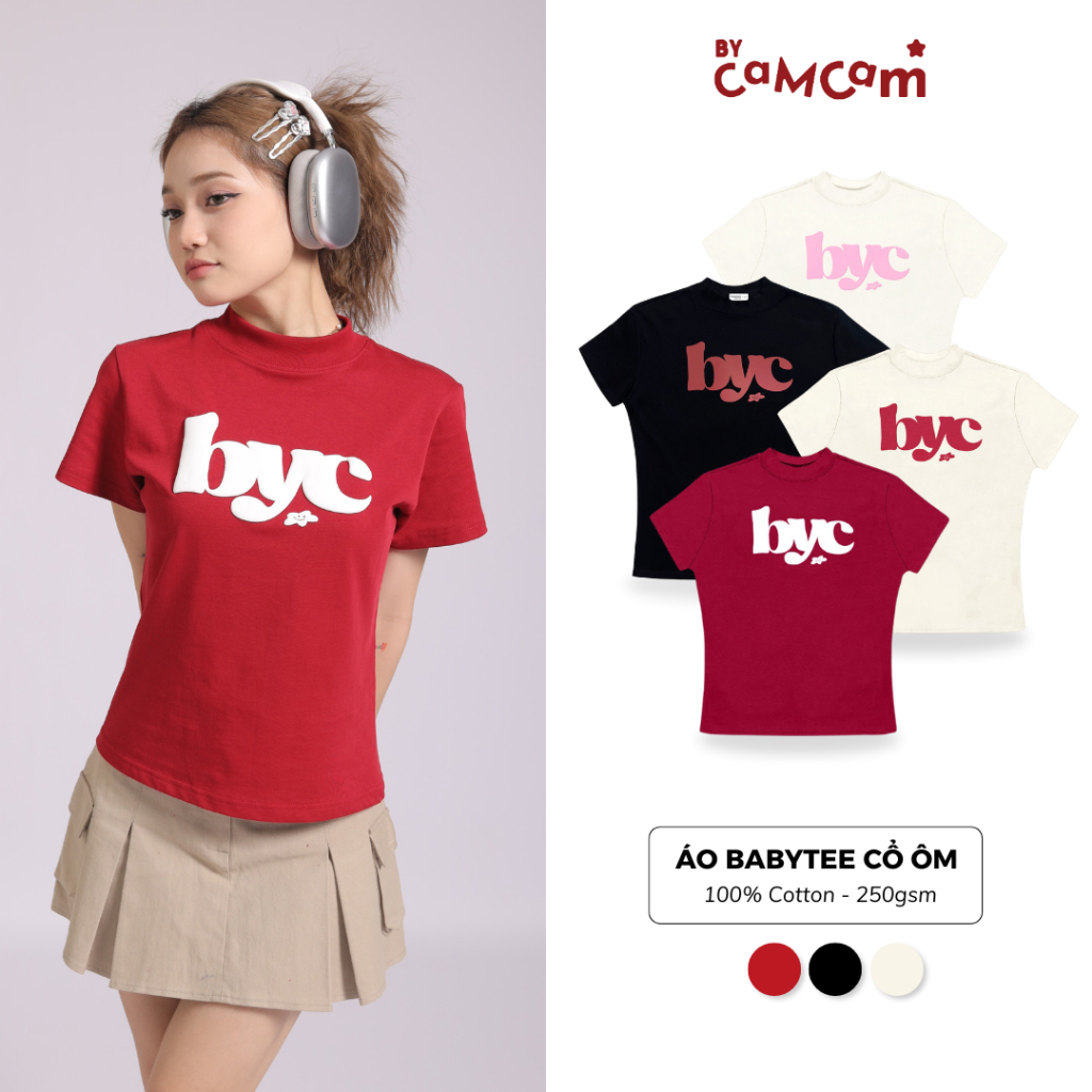 Áo Babytee 𝑩𝒚𝒄𝒂𝒎𝒄𝒂𝒎 Y2K Cổ Ôm 100% Cotton Phong Cách Streetwear 2025 ABN029