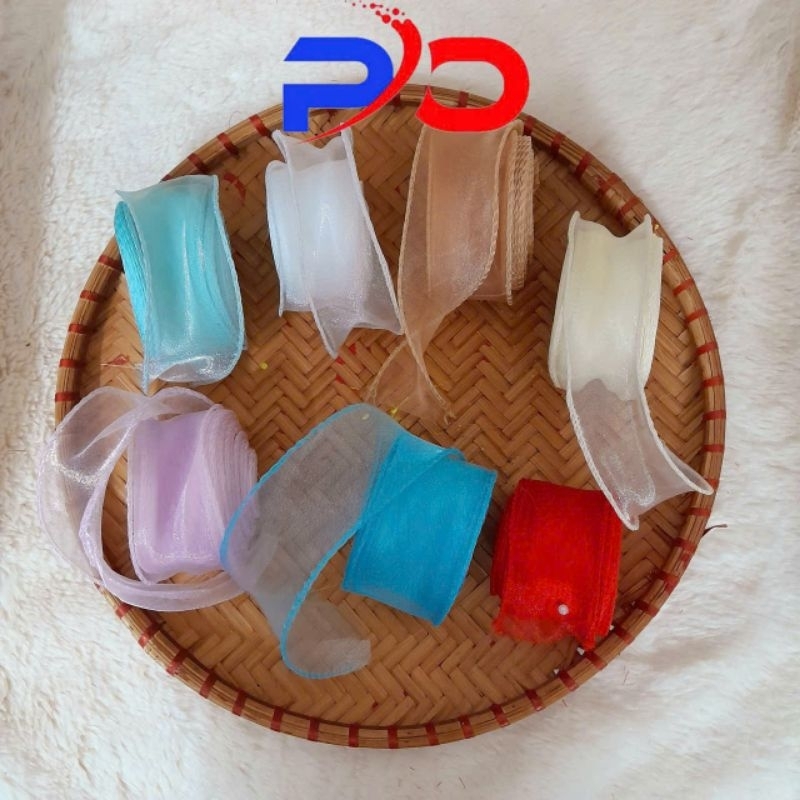 Ruy băng voan 4cm đẹp, ruy băng voan bản to,ruy băng voan đỏ,ruy băng voan làm hoa,buộc bó hoa, cột 