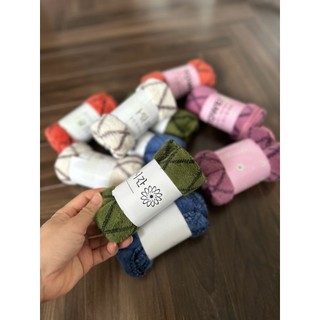 Khăn mặt lông cừu, kẻ mờ, KT 30x50cm