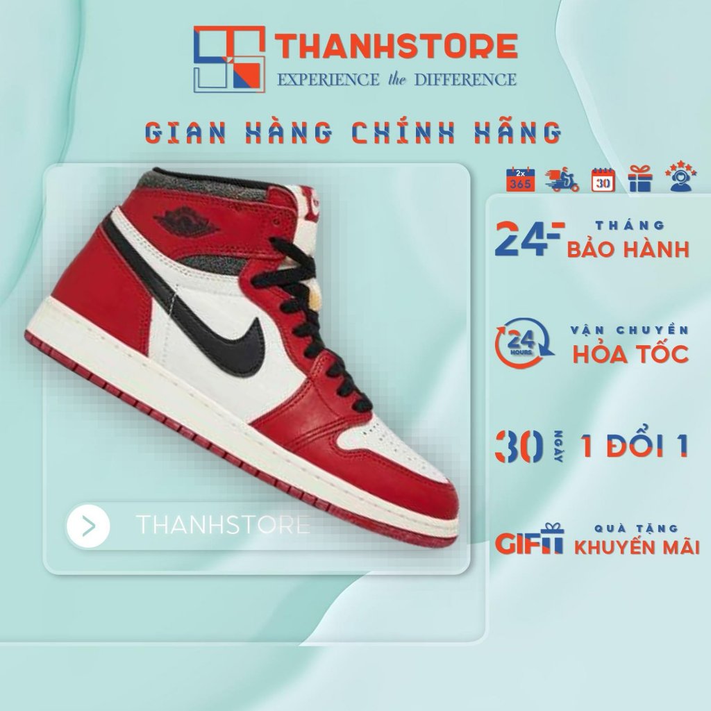 [CHÍNH HÃNG] Giày Thể Thao Nam Nữ Trắng Đỏ Giày AIR JORDAN 1 RETRO HIGH OG 'LOST AND FOUND' - NAJ1HL
