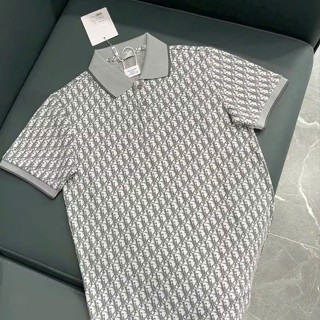 Áo Polo DI0 Họa Tiết Monogram Hàng QC Cao Cấp Áo Thun Cổ Bẻ Unisex Phong Cách