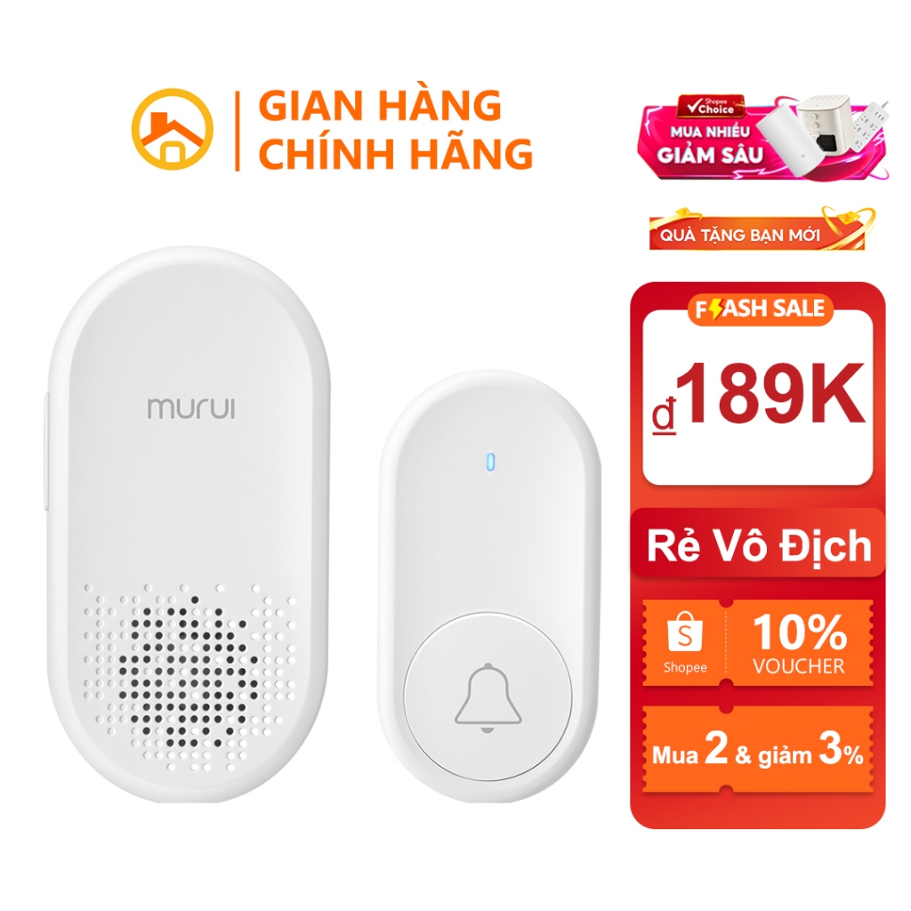 Chuông cửa không dây Home Utilities A300 khoảng cách 20m xuyên tường, chống nước, tín hiệu cực nhạy