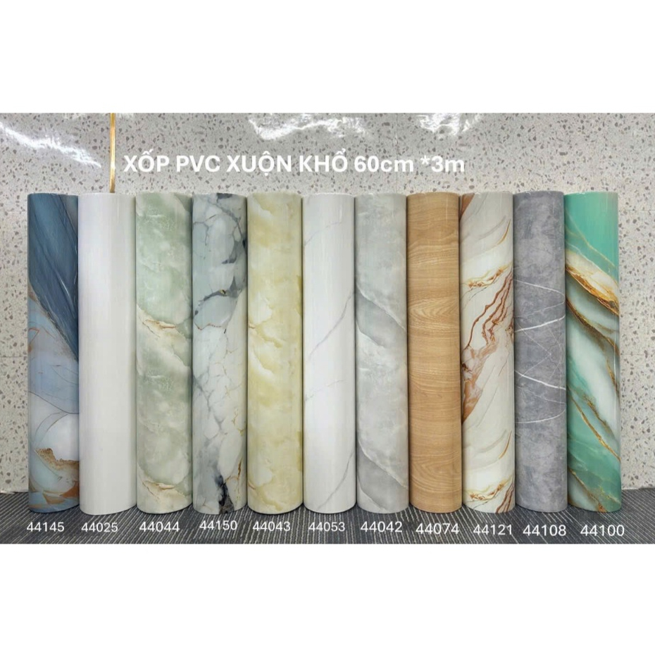 Cuộn dán tường PVC bóng (60cmx 3m) vân đá hoa cương sẵn keo trang trí dán tường, chống thấm nước, dễ