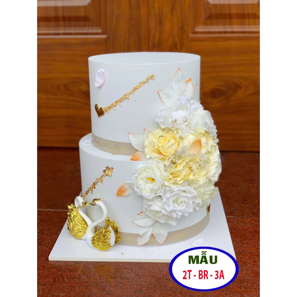 Mô hình bánh kem hoa kem , mẫu bánh cưới 2 tầng siêu rẻ