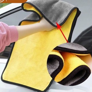 Khăn lau ô tô, lau kính, lau bếp màu vàng 2 mặt, 2 lớp Microfiber mềm mịn, siêu thấm
