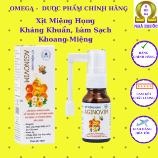  Xịt Miệng Họng AGINOVIM  HSD 2028  - Giúp Làm Sạch Kháng Khuẩn Phòng Ngừa Các Bệnh Lý Về Răng Miệng Hầu Họng 