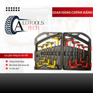 Bộ lục giác và hoa thị 16 chi tiết cao cấp Alotools, tay chữ T, sửa chữa ô tô xe máy