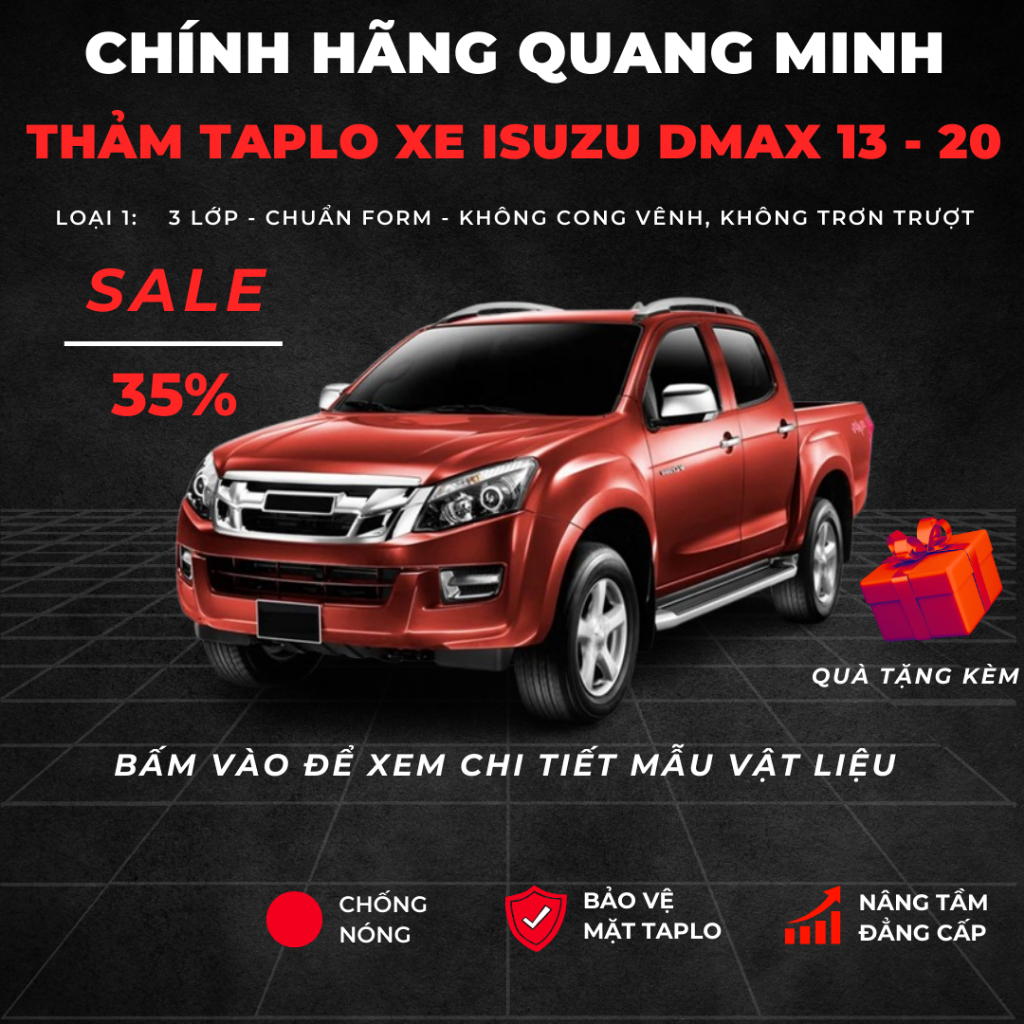 Thảm taplo Isuzu Dmax, Mux 2014 - 2020 Chất Liệu Cao Cấp (Nhiều Mẫu Lựa Chọn)