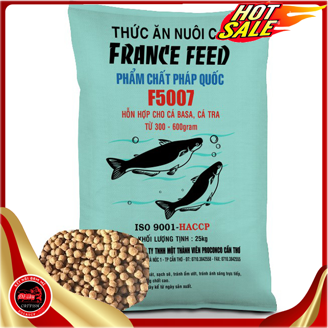 [1kg]Thức Ăn Cá Da Trơn Con Cò F5007-Câu cá tra,Trê-Cám viên F5007 NUÔI CÁ-thức ăn cá