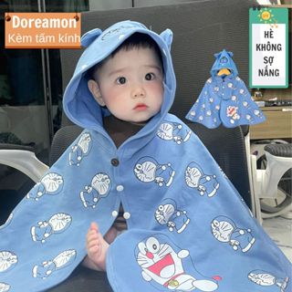 Áo choàng chống nắng có mũ chắn giọt bắn cho bé mềm mịn thoáng mát dáng choàng tiện lợi - Chebokids