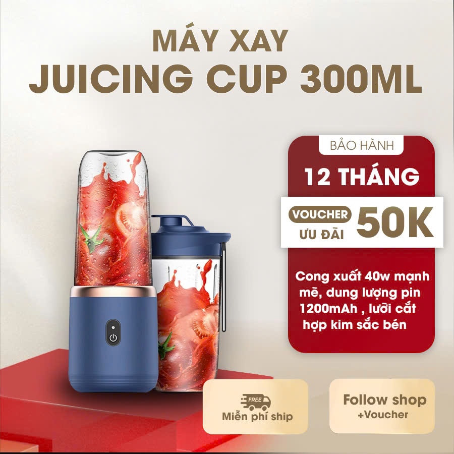 Máy Xay Sinh Tố Juicing Cup 300ML Cầm Tay 6 Lưỡi 2 Cối  - Sử Dụng Pin Sạc Cổng USB Siêu Tiện Lợi _ MX4