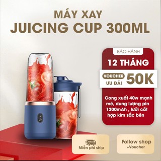 Máy Xay Sinh Tố Juicing Cup 300ML Cầm Tay 6 Lưỡi 2 Cối  - Sử Dụng Pin Sạc Cổng USB Siêu Tiện Lợi _ MX4