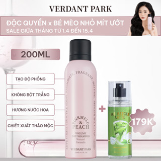 Xịt khô phồng tóc VERDANT PARK 200ml dầu gội khô kiềm dầu mùi Đào Pinkmelo Peach Verdantpark VDPK01