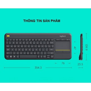 Bàn phím không dây Logitech K400 Plus Đen