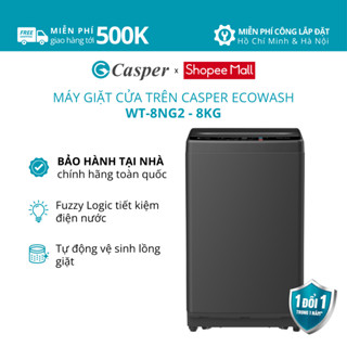 [Shopee - Lắp đặt 0Đ HN HCM] Máy giặt cửa trên Casper 8KG EcoWash WT-8NG2 - Chính hãng - Bảo hành 2 năm
