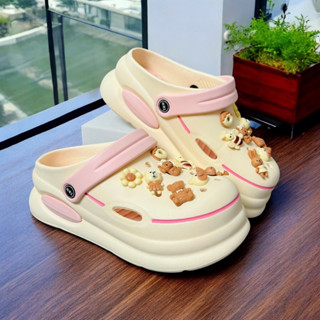  Dép sục  bánh mì nữ đúc nguyên khối đế cao 6cm có quai hậu mang đi học đi chơi thoải mái D7758 