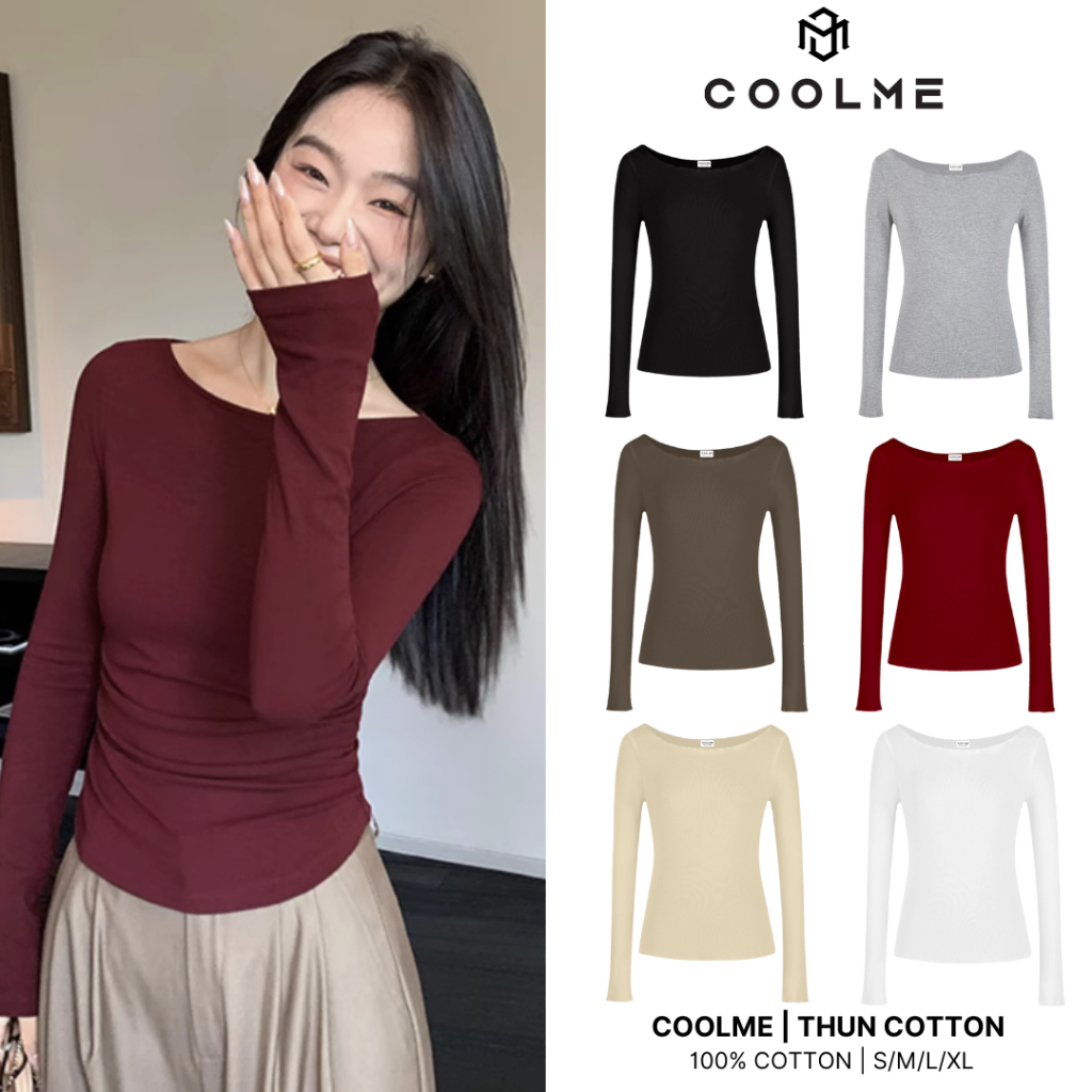 Áo thun tay dài cổ thuyền nữ Coolme, áo ôm body dài tay fit dáng kiểu Hàn Quốc co giãn tốt - G03 | BigBuy360 - bigbuy360.vn