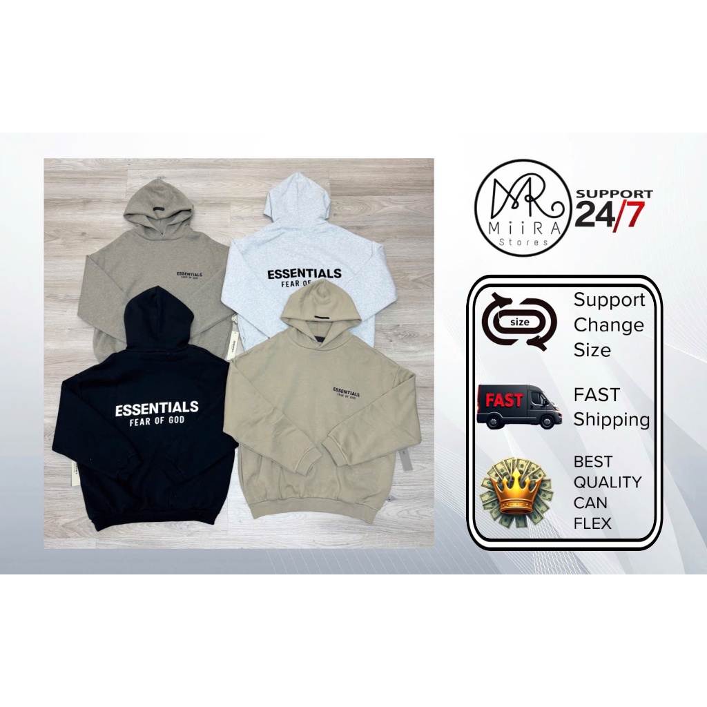 ESSENTIALS FLEECE HOODIE COLLECTION: HOLLYDAY (HO) FW25 - Áo hoodie - áo nỉ có mũ lót bông có chữ ES