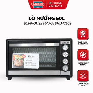 Lò Nướng SUNHOUSE Mama SHD4250S - 50L, Công Suất 1850W, Thanh Nướng Kép, Cửa Kính 2 Lớp, Vỏ Inox