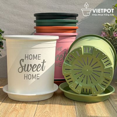 Chậu nhựa trồng cây VIETPOT, size lớn 34x36cm, 6.6gal, Sweet home, chuyên trồng hoa hồng để sân vườn
