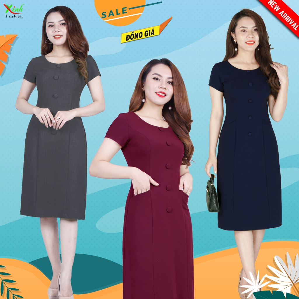Đầm Suông Phối Nút Che Bụng Gọn Eo ThoiTrangXinh DL508DL509DL510DL777