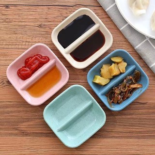 Chén đựng gia vị 2 ngăn chất liệu lúa mạch T77 Chén đựng gia vị 2 ngăn tiện dụng HGDT77