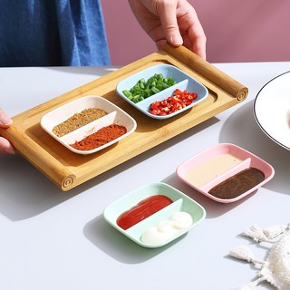 Chén đựng gia vị 2 ngăn chất liệu lúa mạch T77 Chén đựng gia vị 2 ngăn tiện dụng HGDT77