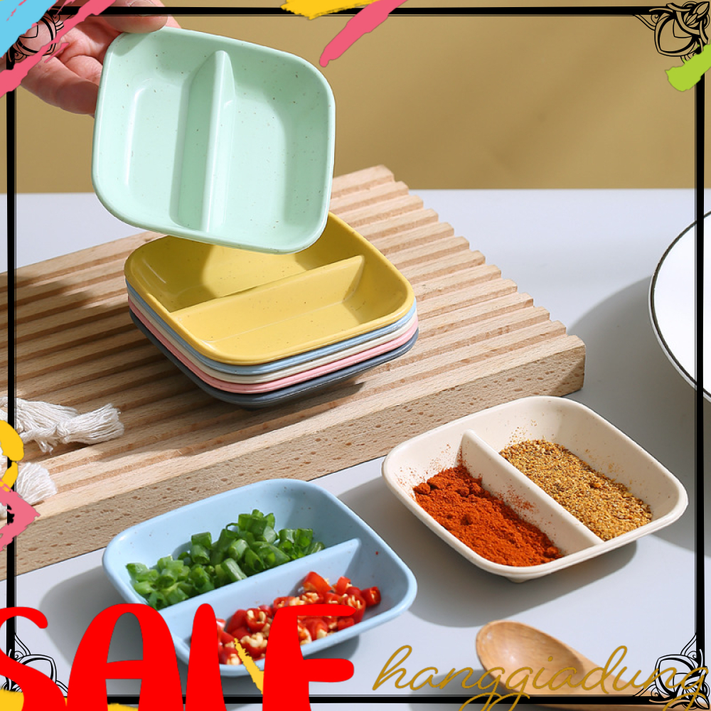 Chén đựng gia vị 2 ngăn chất liệu lúa mạch T77 Chén đựng gia vị 2 ngăn tiện dụng HGDT77