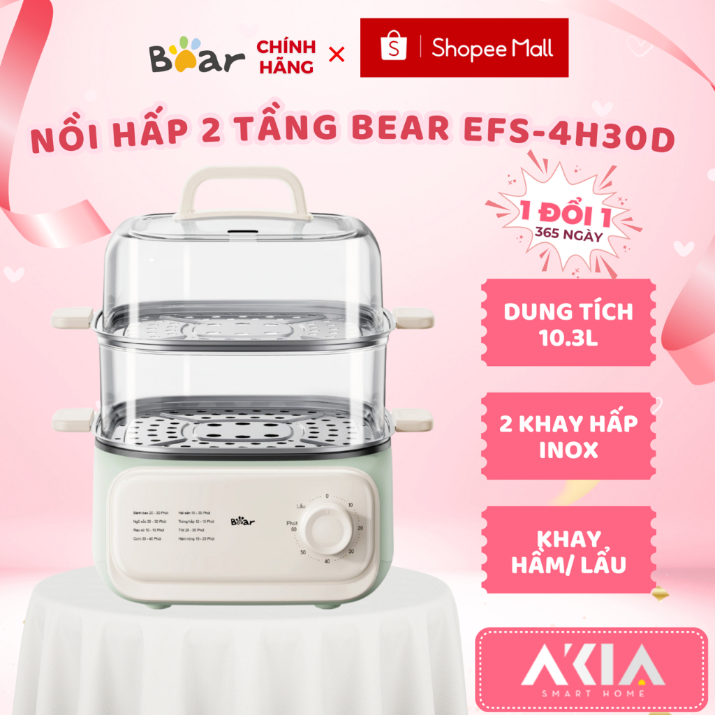 [SẴN] Nồi hấp/ Nồi lẩu điện đa năng 10.3L Bear EFS-4H30D - 2 khay hấp