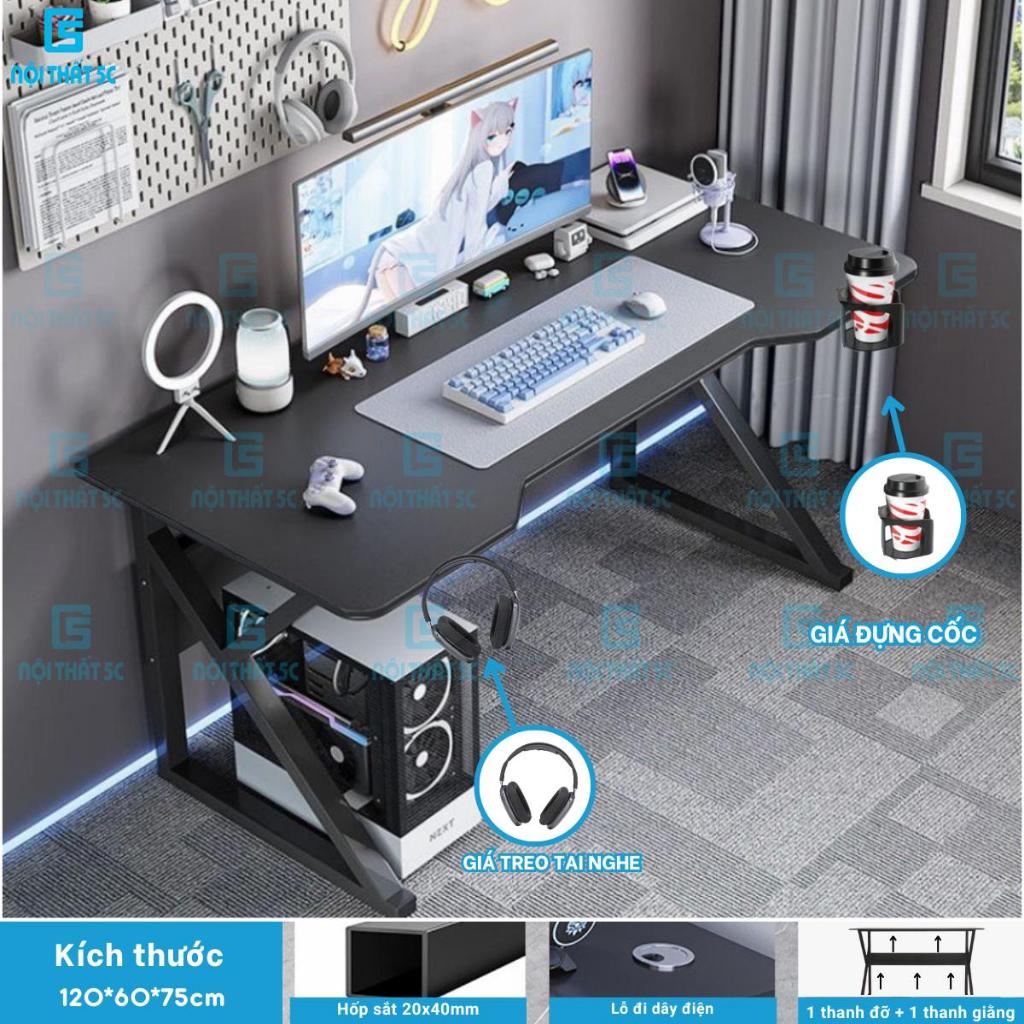 Bàn Gaming Chữ K chân cong, bàn làm việc, học sinh, văn phòng, Chân sắt sơn tĩnh điện cao cấp 20x40mm, mặt bàn bo góc | BigBuy360 - bigbuy360.vn