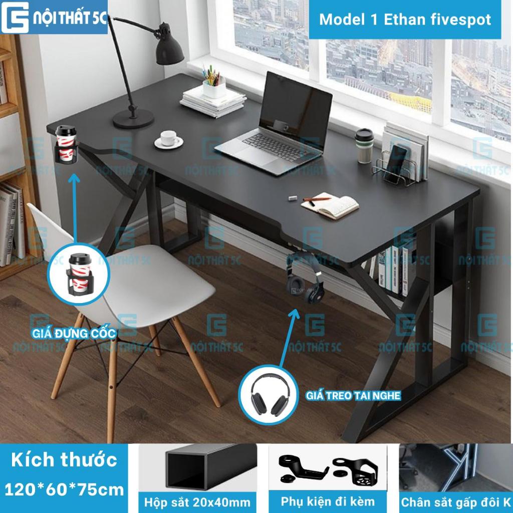 Bàn Gaming Chữ K chân cong, bàn làm việc, học sinh, văn phòng, Chân sắt sơn tĩnh điện cao cấp 20x40mm, mặt bàn bo góc | BigBuy360 - bigbuy360.vn