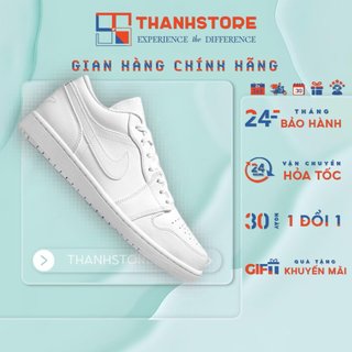   CHÍNH HÃNG  Giày thể thao nam nữ trắng da trơn giày AIR JORDAN 1 LOW TRIPLE WHITE  - NAJTW2 