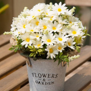 Hoa giả để bàn, Chậu hoa giả cắm sẵn, Lọ hoa cúc họa mi đẹp để bàn, kệ tủ trang trí phòng khách, phòng ngủ, bàn học