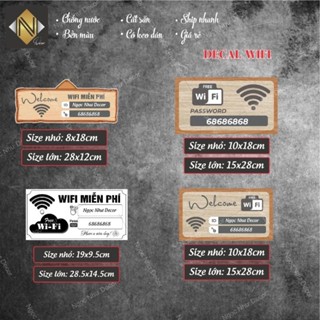  Decal nhựa chống nước BIỂN BÁO WIFI dán tường quán trà sữa quán cà phê quán ăn tủ... 