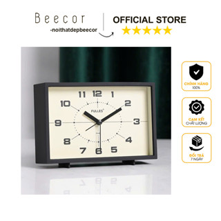 Đồng hồ báo thức để bàn Fulles mẫu hình hộp phong cách vintage có đèn dùng decor góc học tập làm việc 