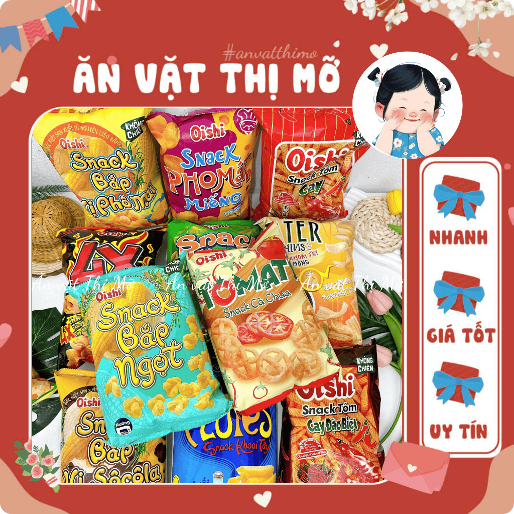 (GÓI KHỔNG LỒ 68G) Bim bim Oishi đủ vị hàng chính hãng