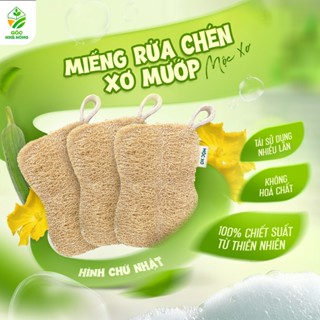 Miếng Rửa Chén Xơ Mướp Tự Nhiên Tạo Bọt Nhiều Không Gây Hại Cho Da Tay Hình Chữ Nhật- Mộc Xơ