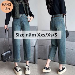   Ống đứng nấm lùn Quần jean ống đứng co giãn size nhỏ gấu to 3cm hottrend size nhỏ xxs xs 