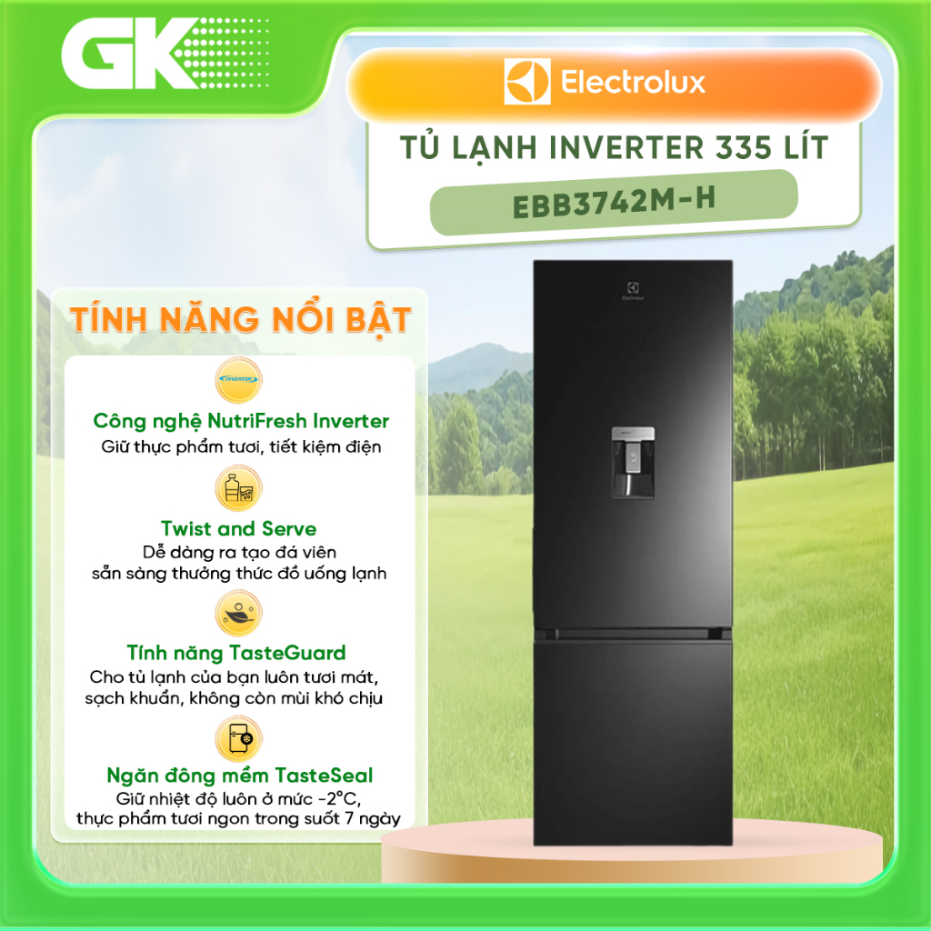 EBB3462K-H | EBB3742M-H Tủ Lạnh Electrolux Inverter 335 Lít [Toàn Quốc]