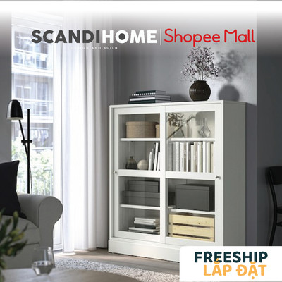 BODO, Tủ trưng bày đồ dùng cửa kính CBN_012, 121x37x136cm, tủ gỗ Scandi Home