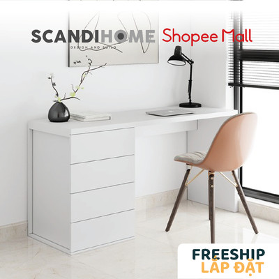 GRANDOLA, Bàn làm việc, bàn học, 1 bên tủ DEK_010, 150x50x76cm, bàn gỗ Scandi Home