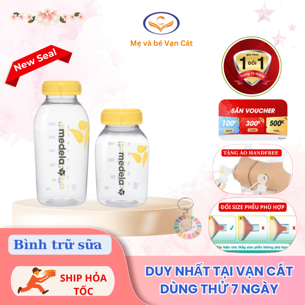 Bình trữ sữa 150ml và 250ml in màu new 100%